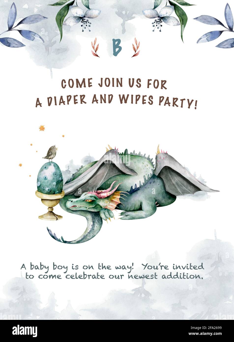 Set of mythology Dragons. Hand drawn watercolor cute cartoon isolated ...