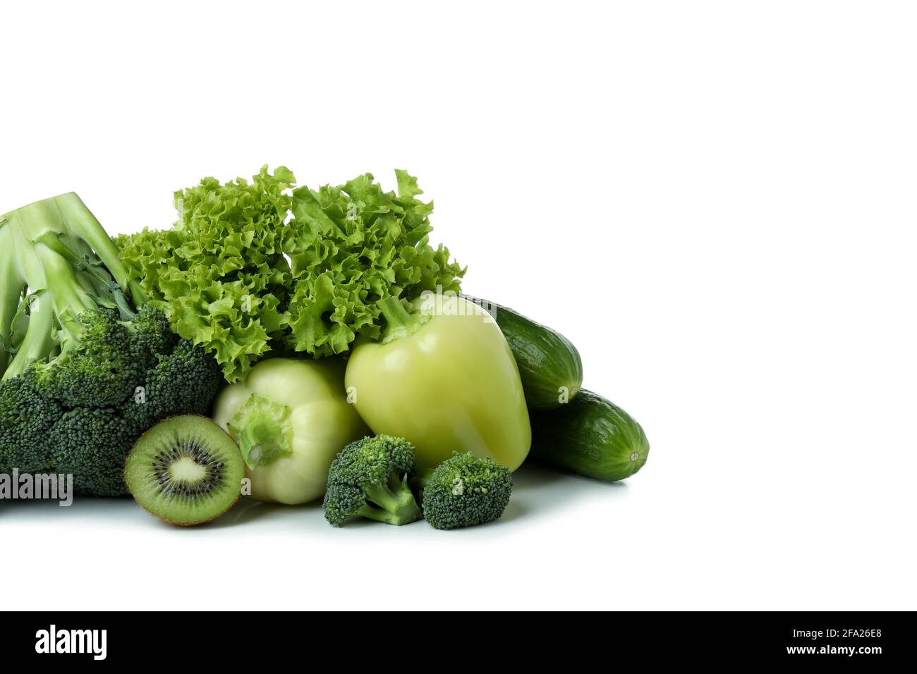 Fresh green vegetables isolated on white background Stock Photo - Alamy