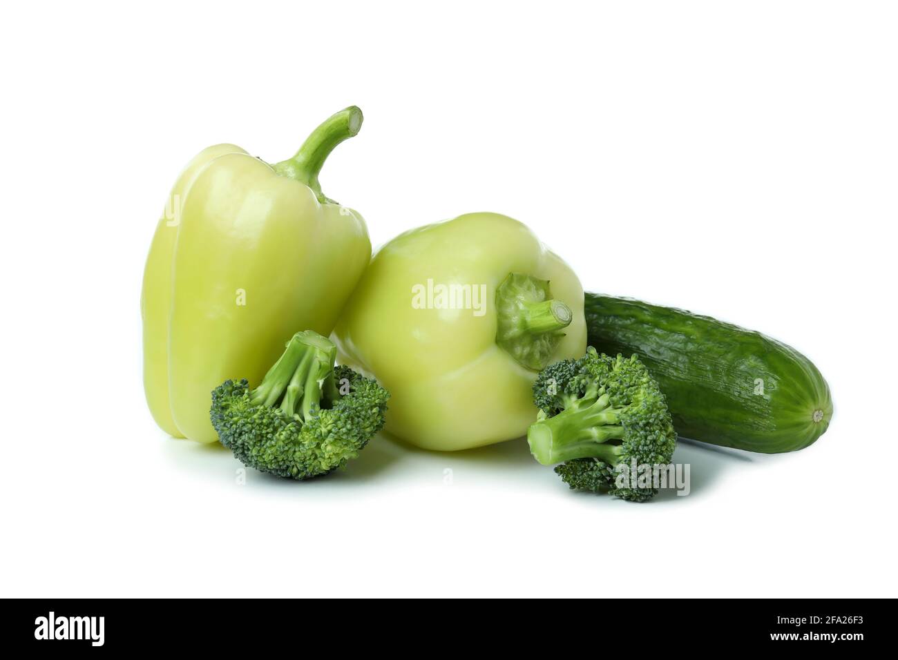 Fresh green vegetables isolated on white background Stock Photo - Alamy