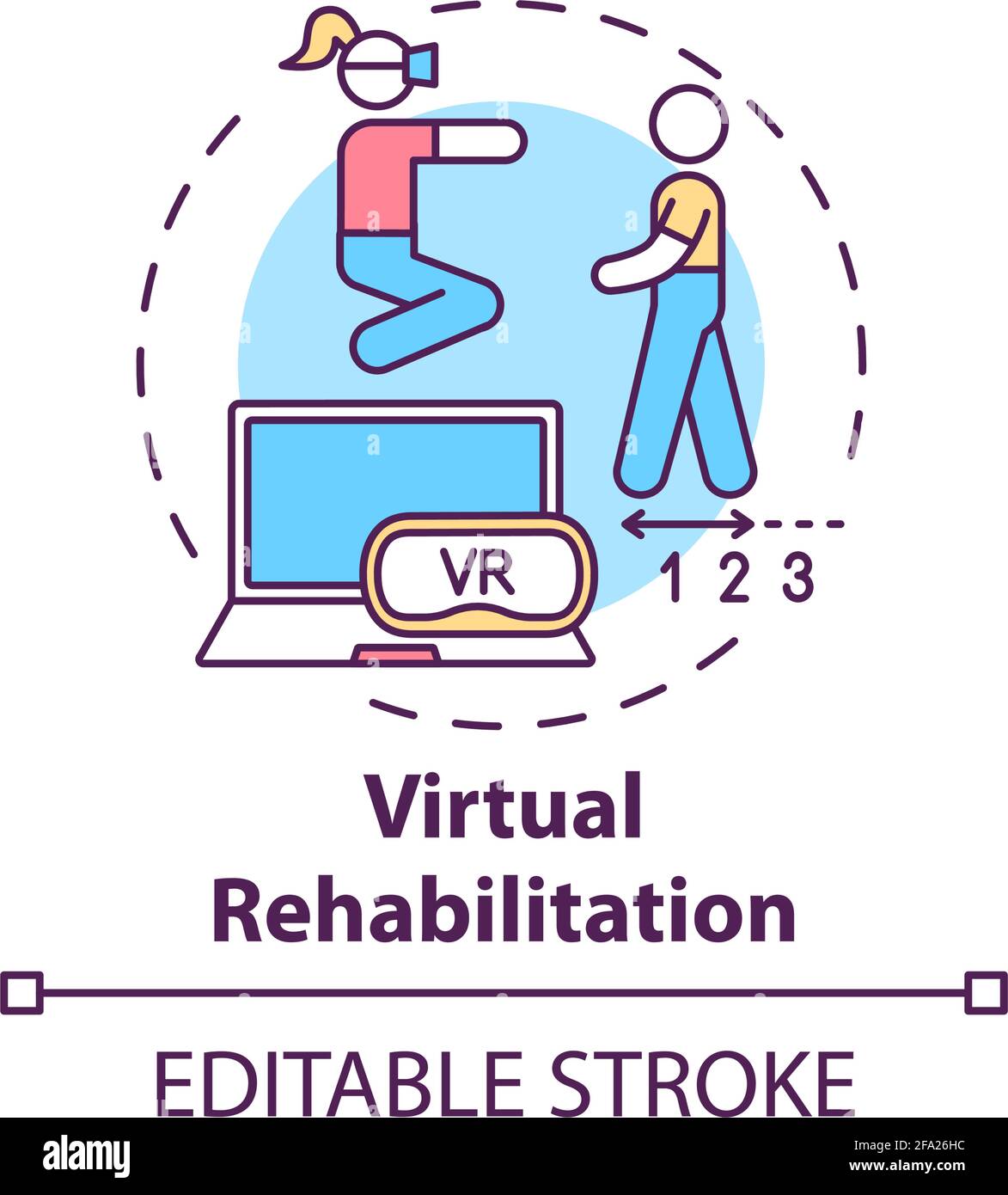 Virtual rehabilitation concept icon Stock Vector