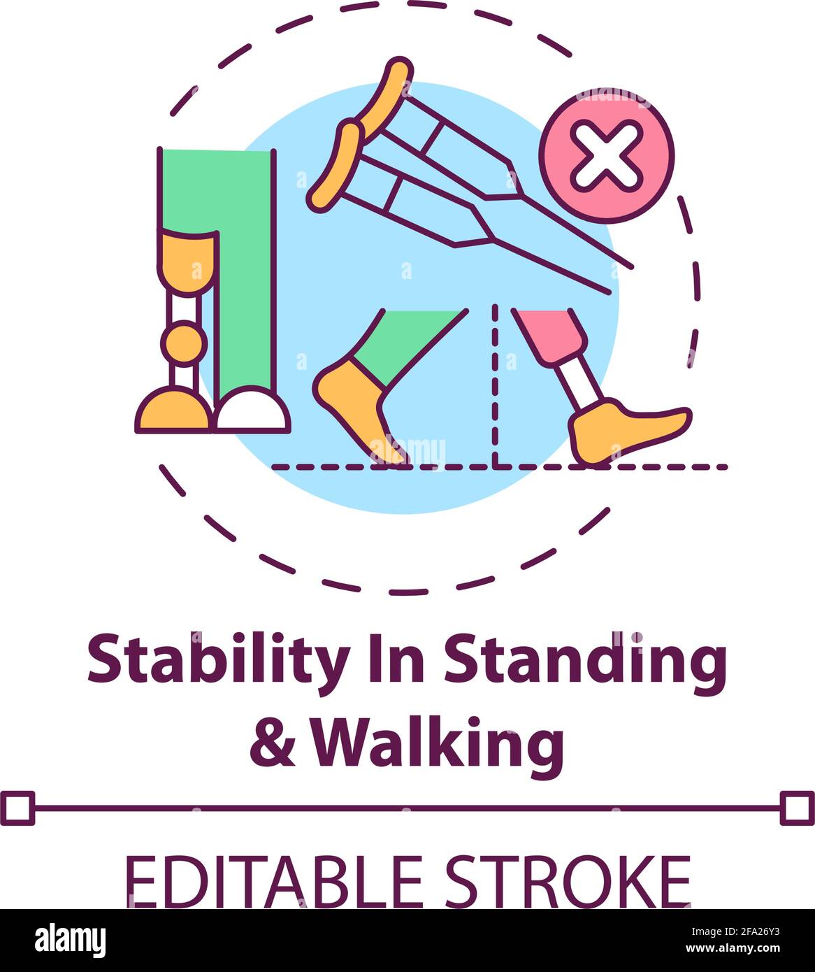 Stability in standing and walking concept icon Stock Vector