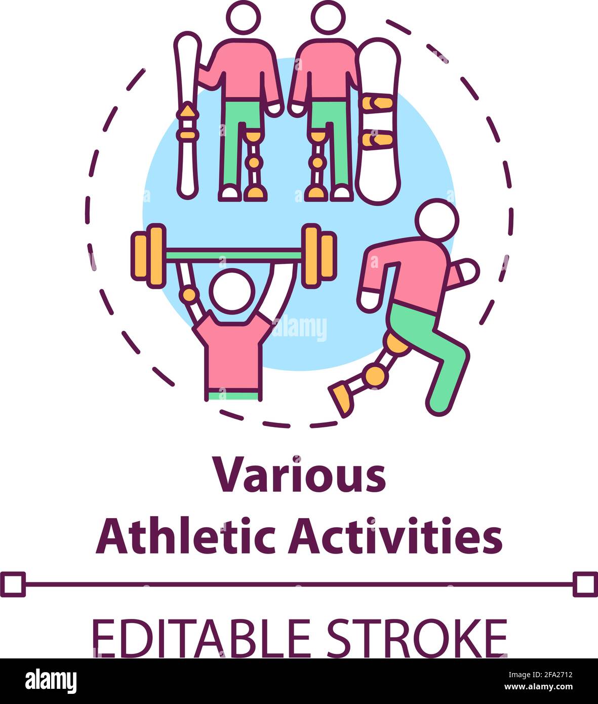 Various athletic activities concept icon Stock Vector