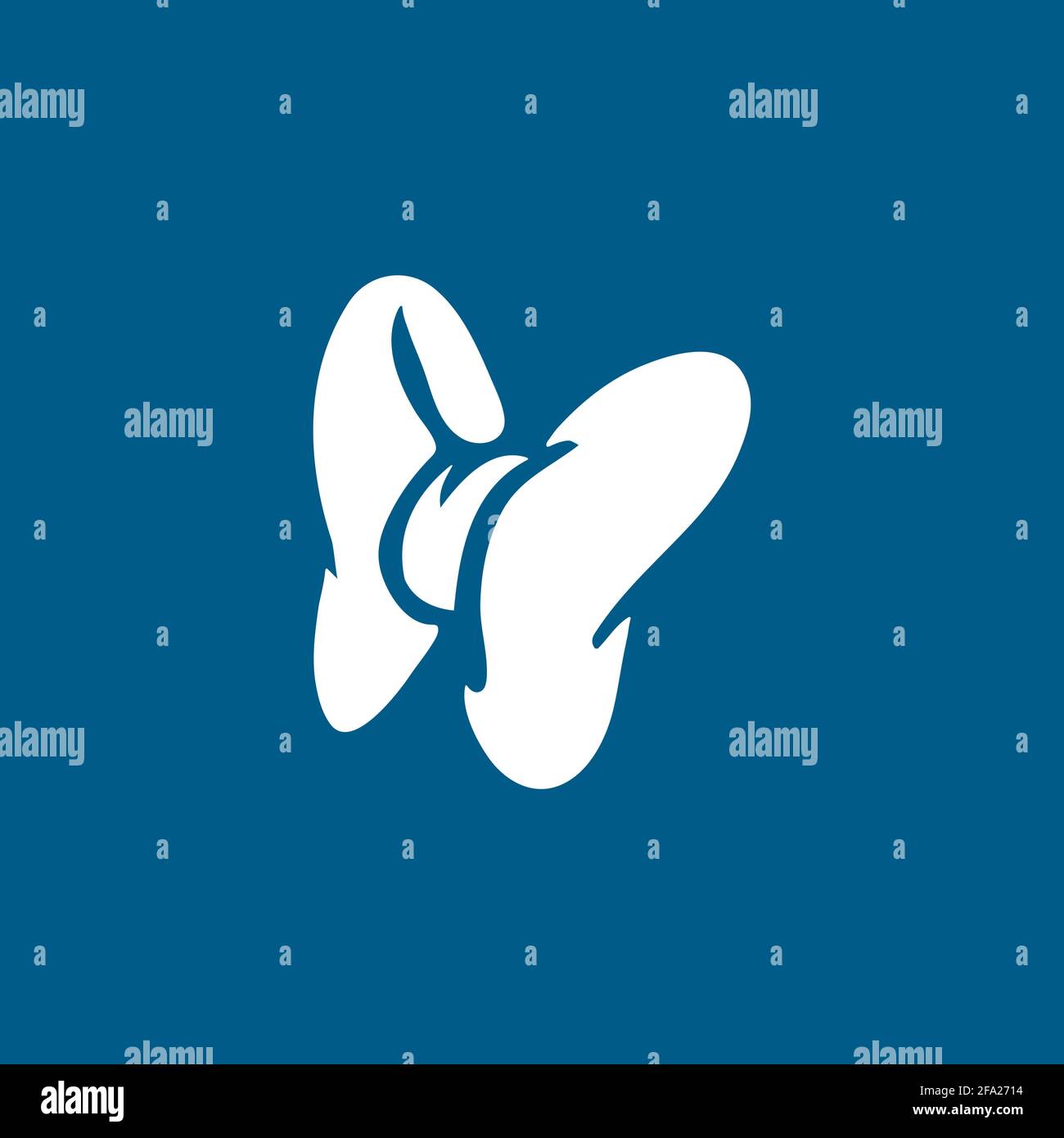 Bow Icon On Blue Background. Blue Flat Style Vector Illustration. Stock Vector