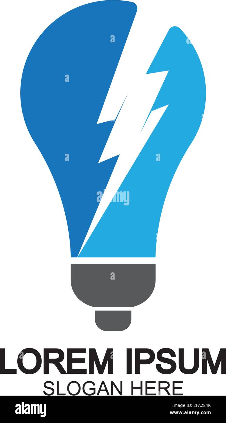 Bulb energy thunder bolt concept logo icon vector template Stock Vector