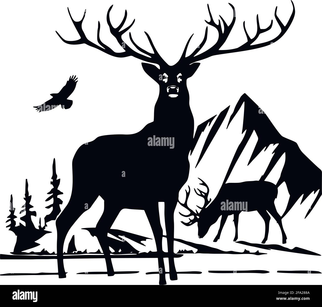 Deer - Wildlife Stencils - Deer Silhouette, Wildlife clipart isolated