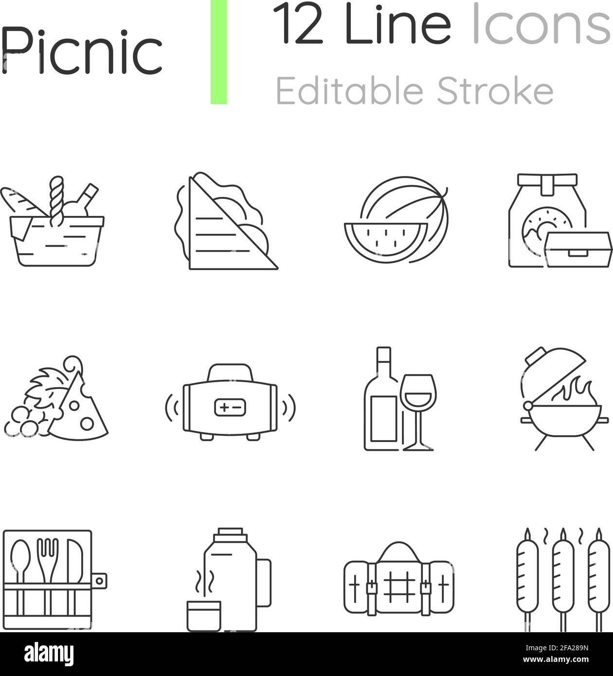 Picnic linear icons set Stock Vector Image & Art - Alamy