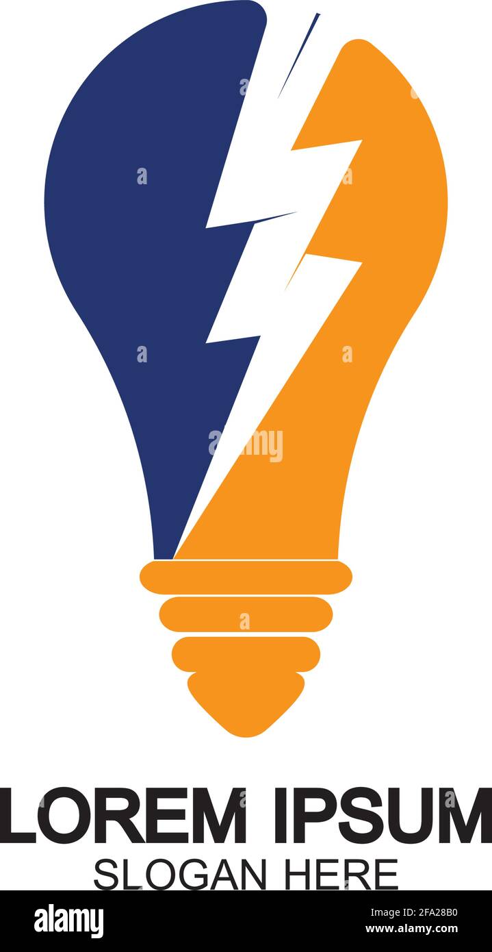 Bulb energy thunder bolt concept logo icon vector template Stock Vector