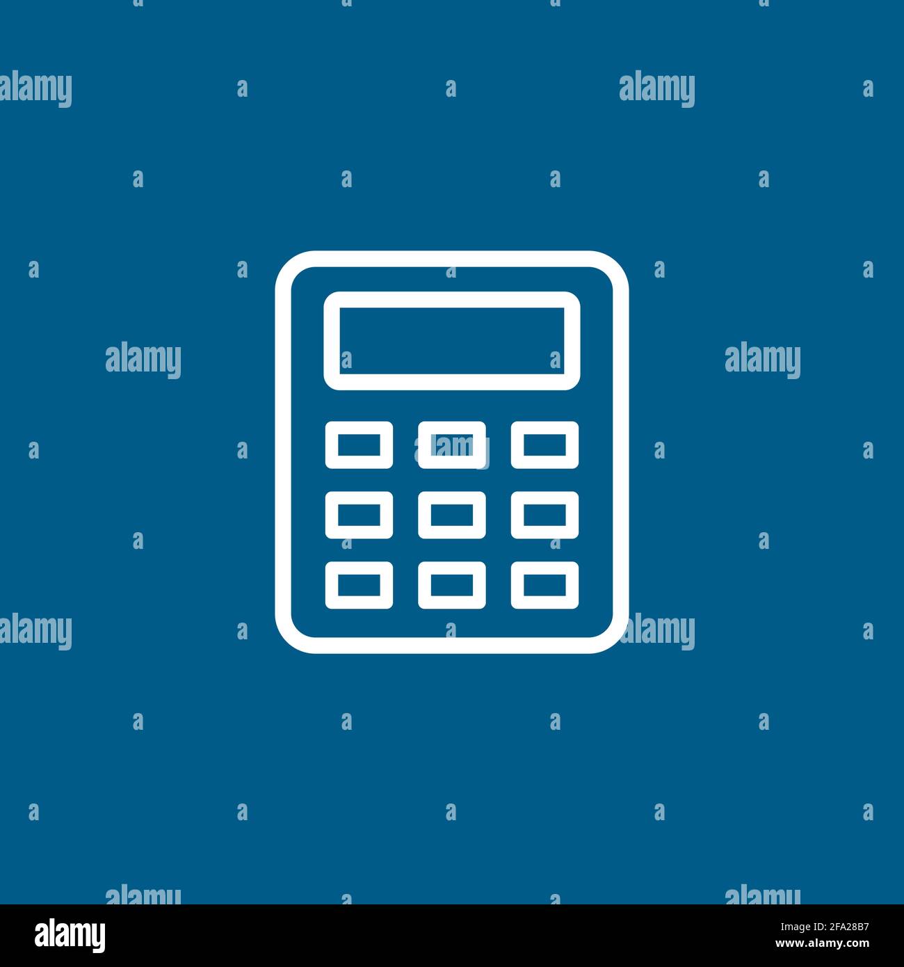 Calculator Line Icon On Blue Background. Blue Flat Style Vector ...