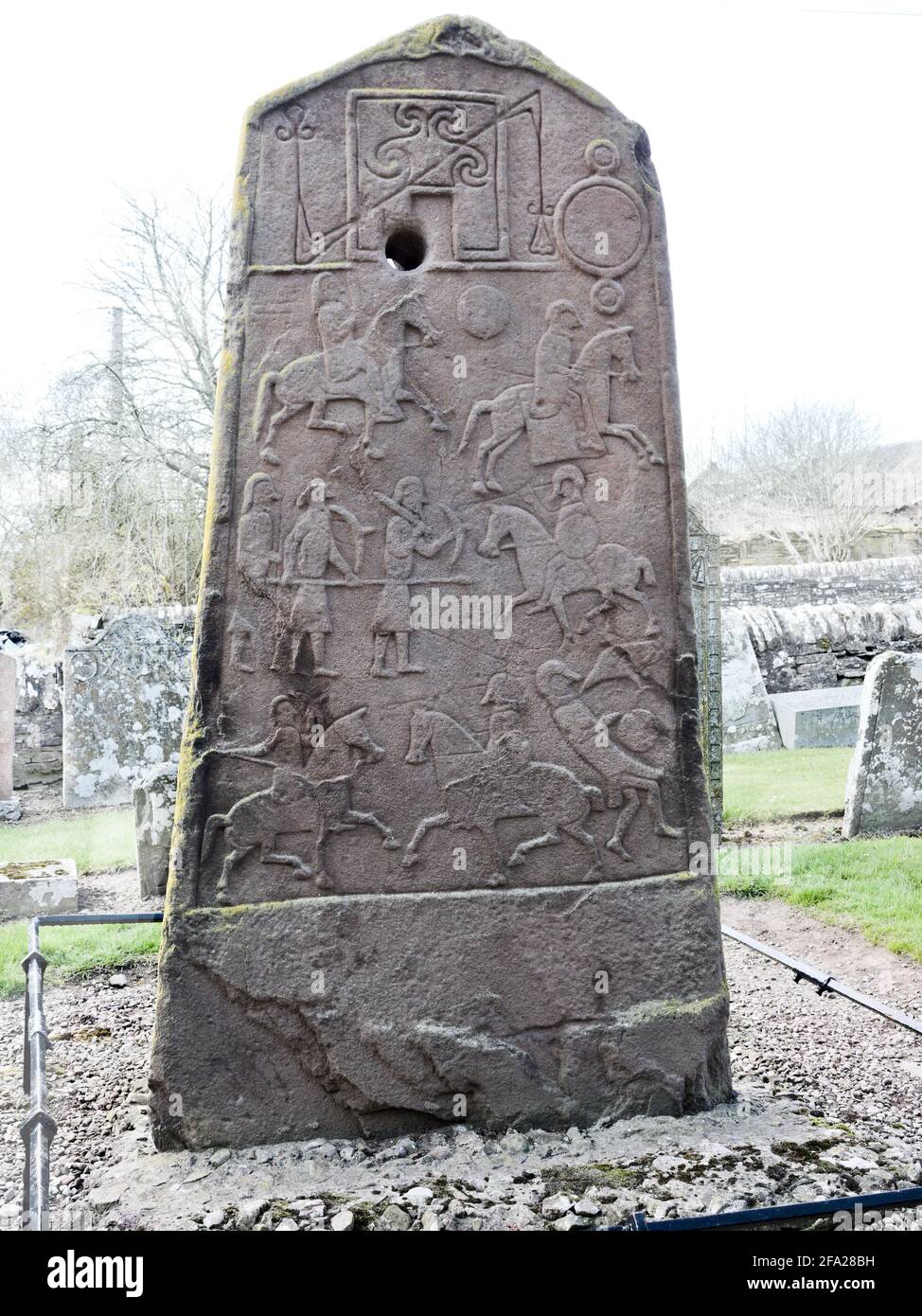 Aberlemno 2 Pictish Cross Slab in the old Kirkyard Stock Photo