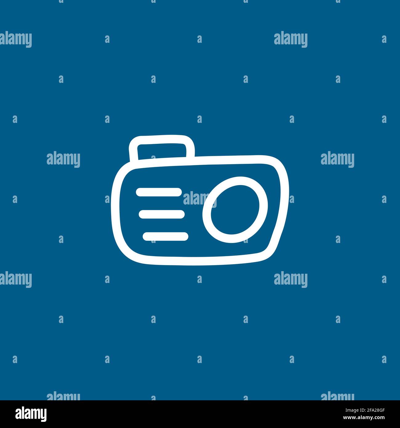 Camera Line Icon On Blue Background. Blue Flat Style Vector Illustration. Stock Vector