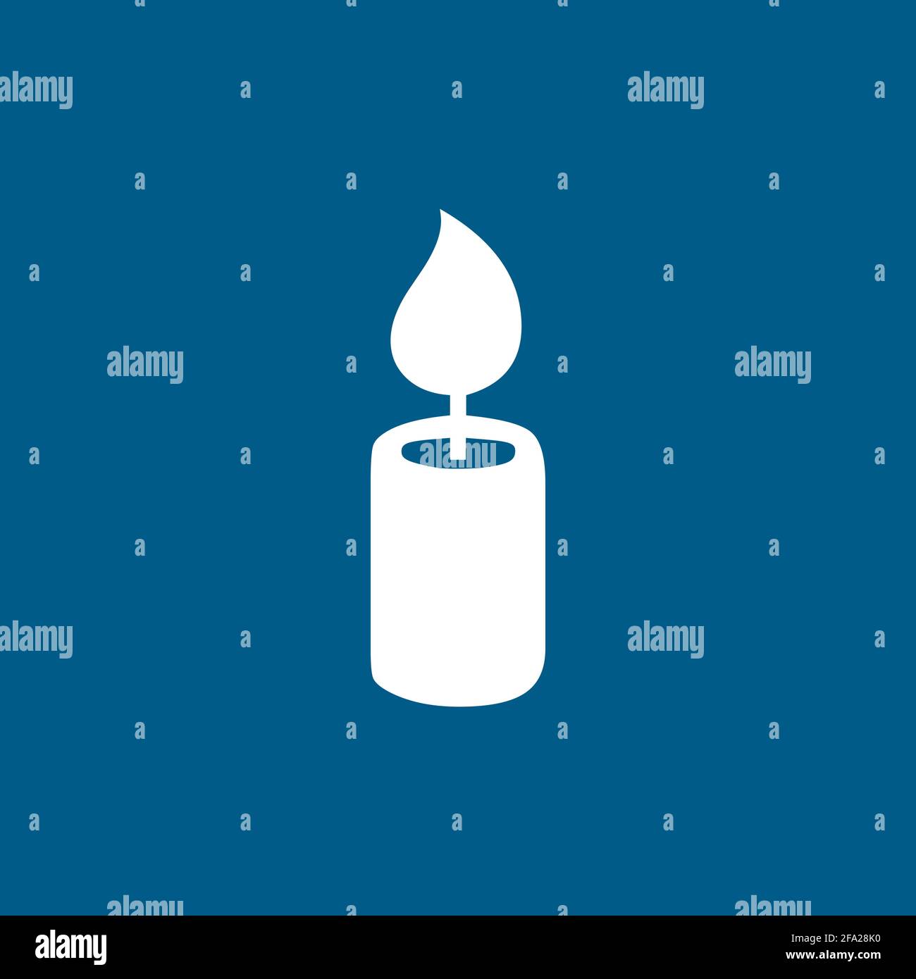 Candle Icon On Blue Background. Blue Flat Style Vector Illustration. Stock Vector