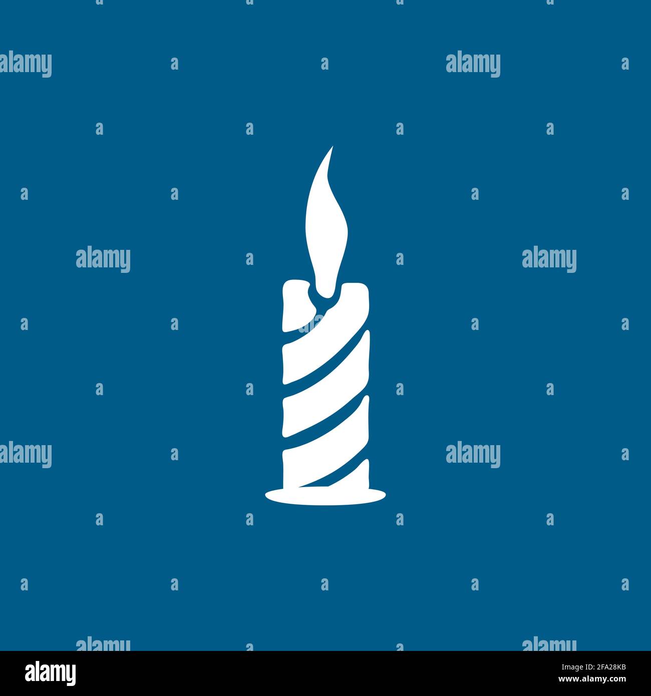 Candle Icon On Blue Background. Blue Flat Style Vector Illustration. Stock Vector