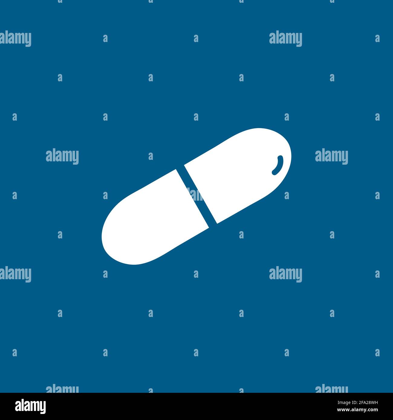 Capsule Icon On Blue Background. Blue Flat Style Vector Illustration. Stock Vector