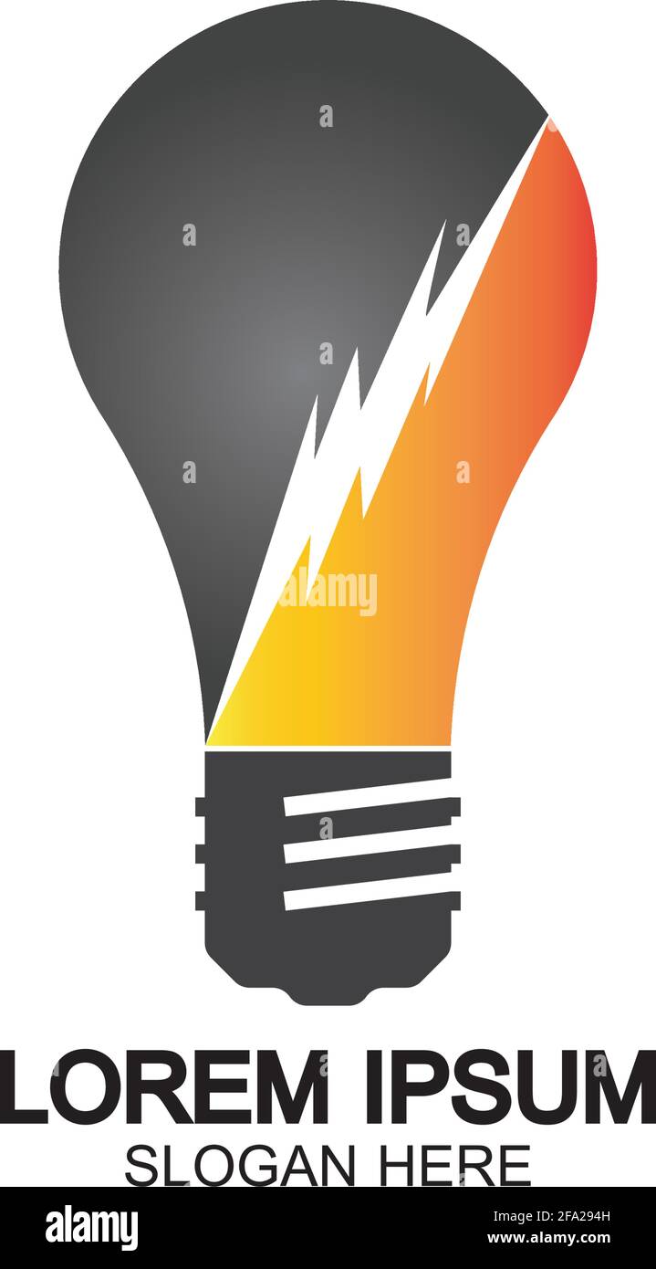Bulb energy thunder bolt concept logo icon vector template Stock Vector