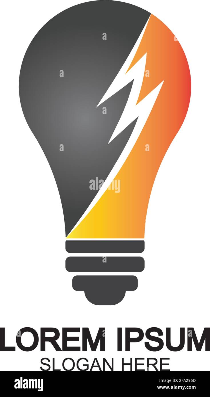 Bulb energy thunder bolt concept logo icon vector template Stock Vector