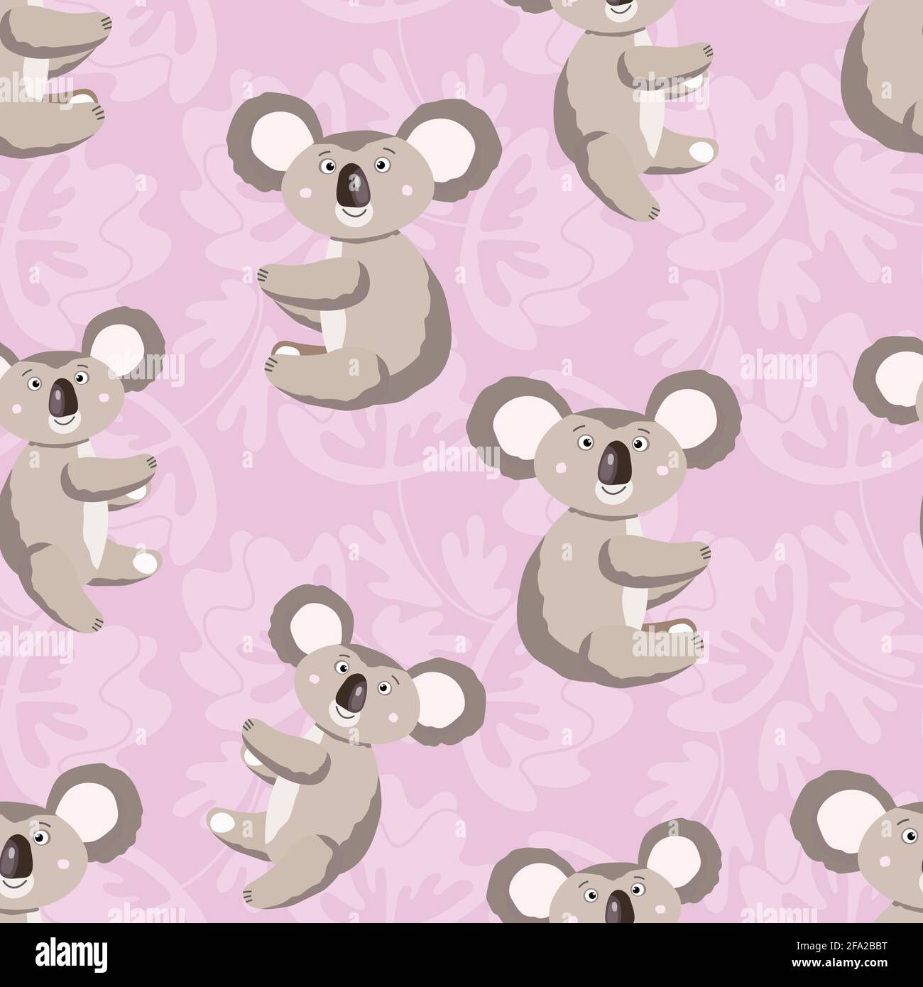 Seamless pattern with cute koala baby and flowers on color background.  Funny australian animals. Card, postcards for kids. Flat vector  illustration Stock Vector Image & Art - Alamy