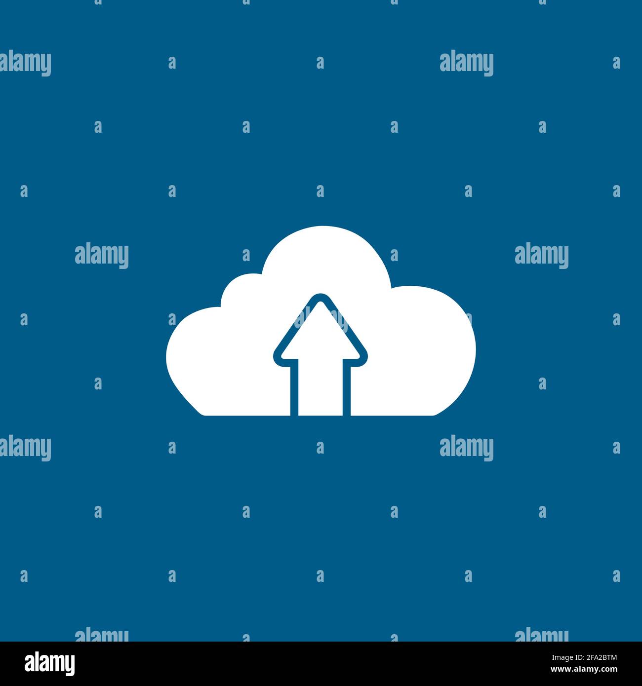 Cloud Upload Icon On Blue Background. Blue Flat Style Vector Illustration. Stock Vector