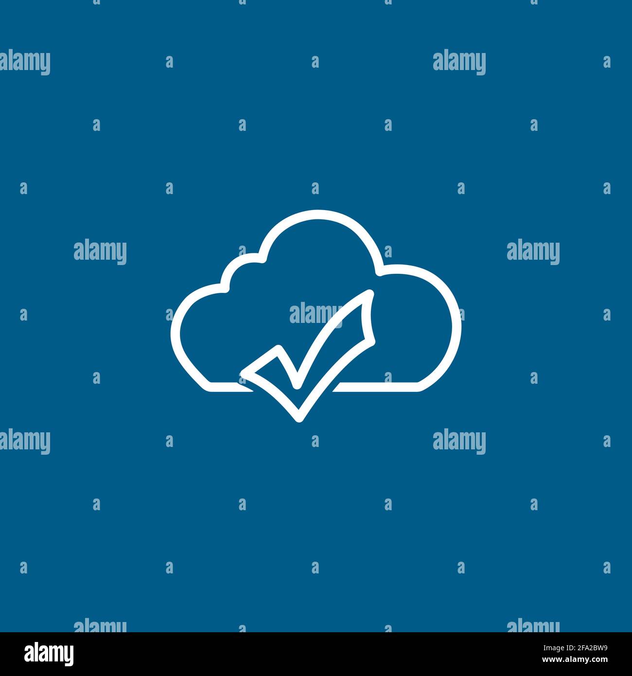 Cloud Right Line Icon On Blue Background. Blue Flat Style Vector ...