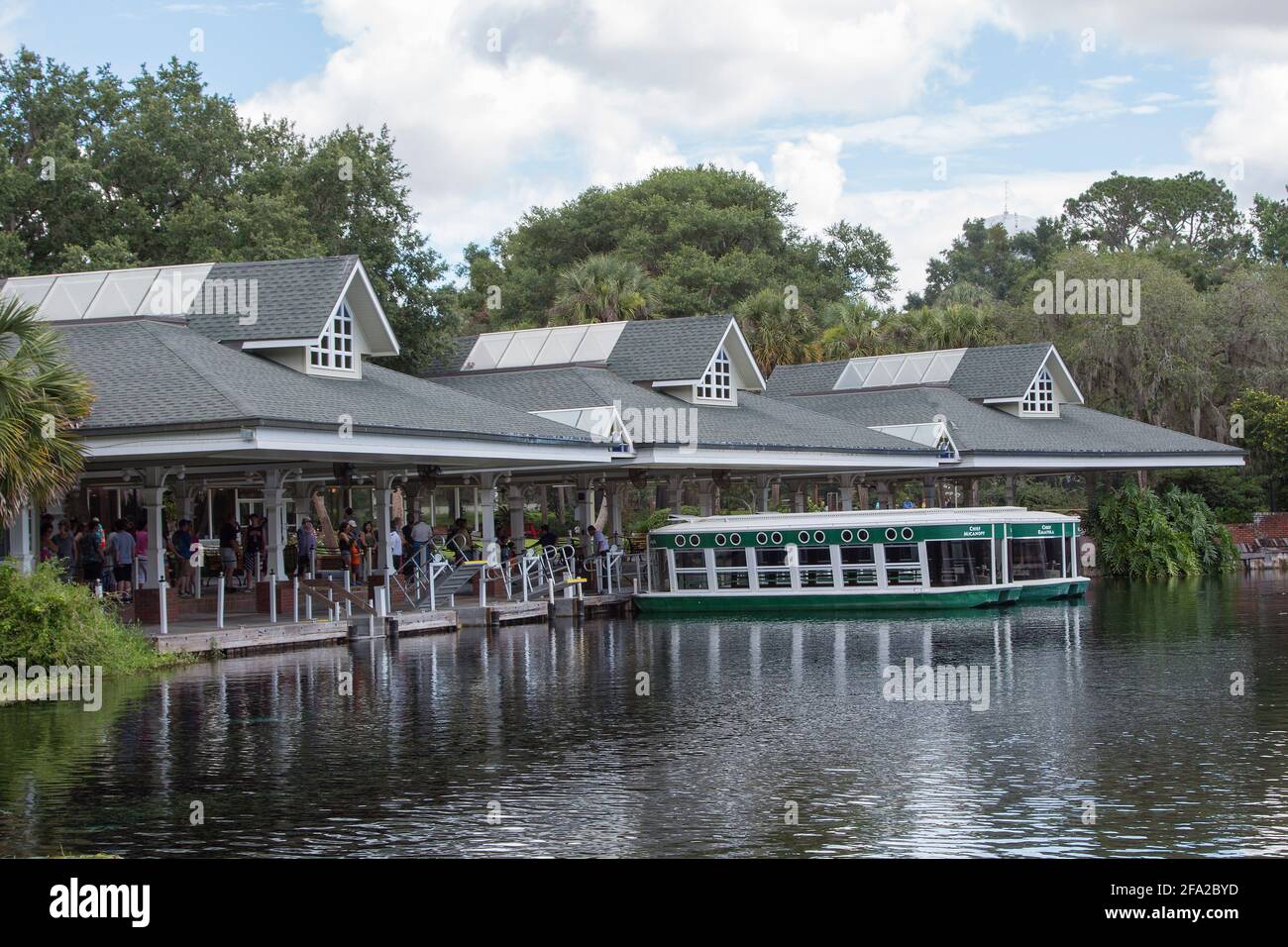 Historic glass bottom boat at Silver Springs State Park, Florida Stock