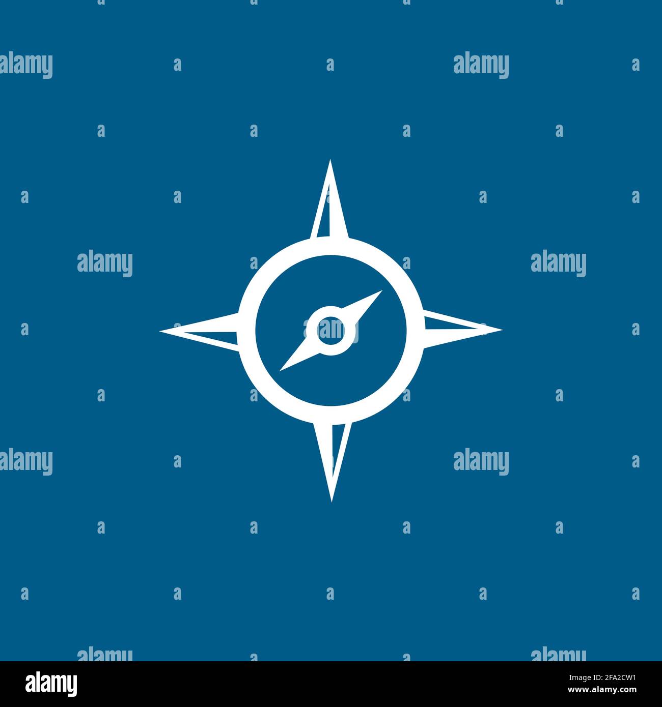 Compass Icon On Blue Background. Blue Flat Style Vector Illustration. Stock Vector