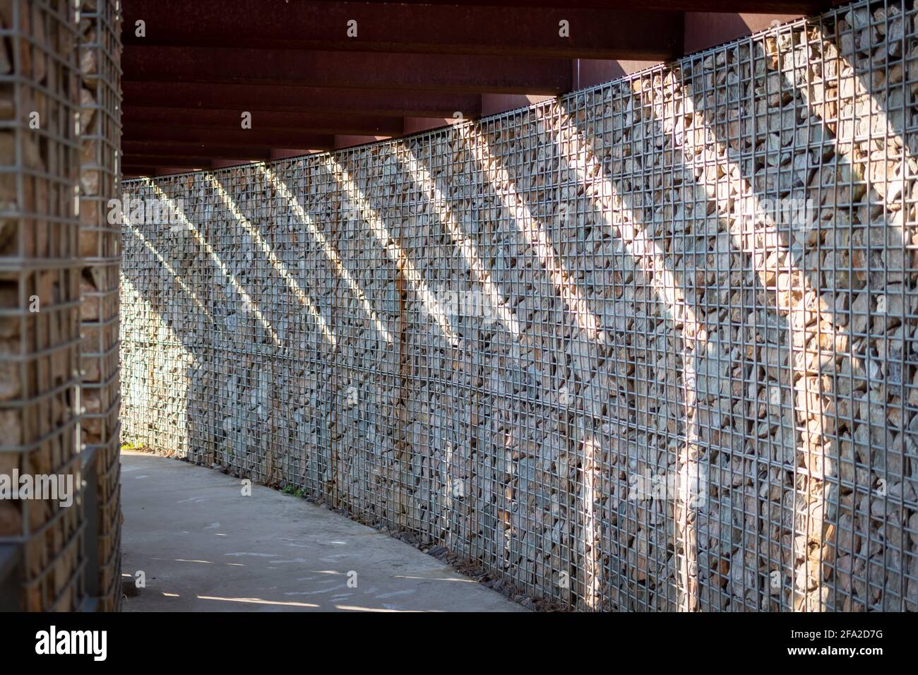 a modern walkway to the Dongtan-Lake with light and shadow, Korea Stock Photo