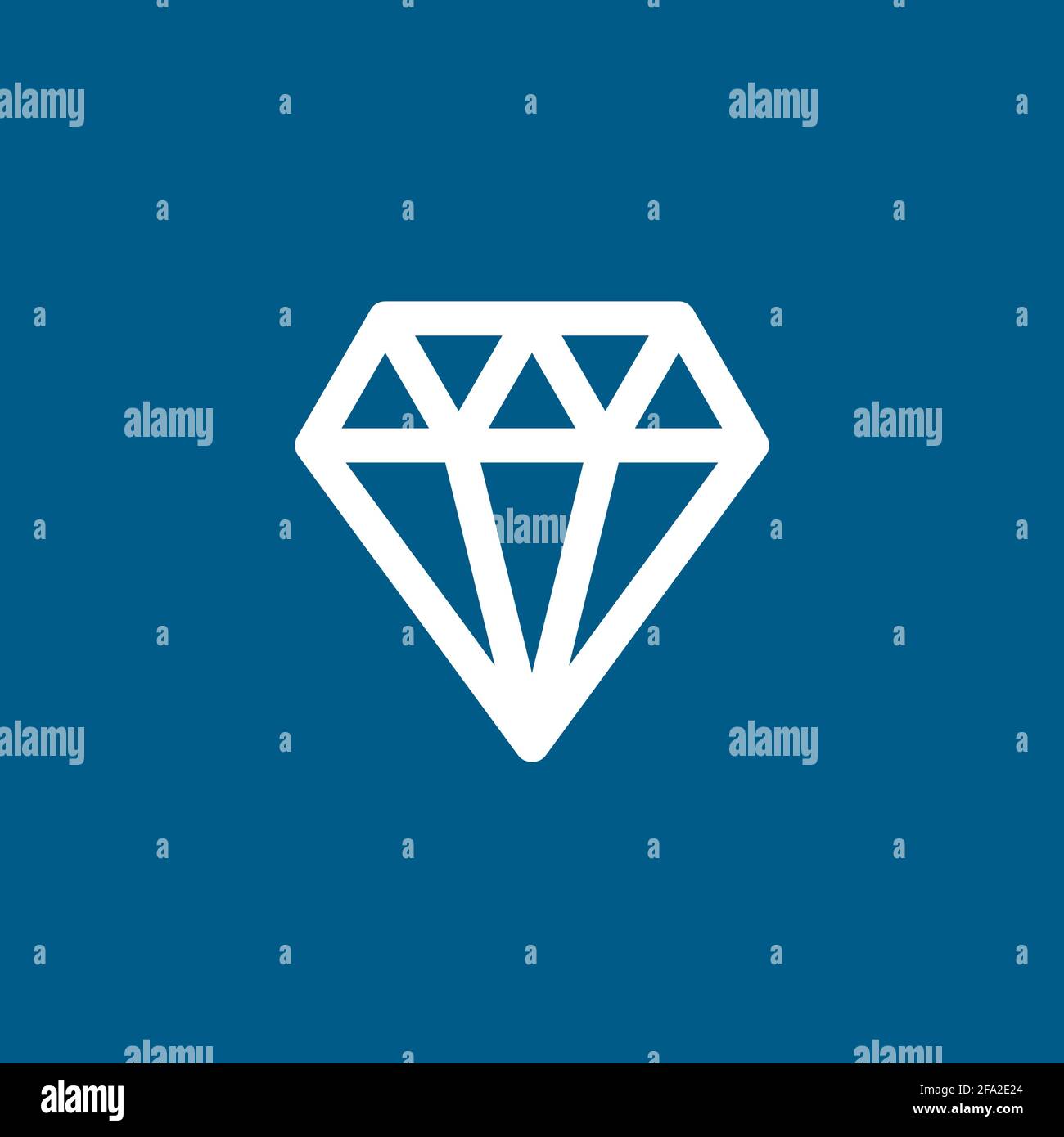 Diamond Icon On Blue Background. Blue Flat Style Vector Illustration. Stock Vector