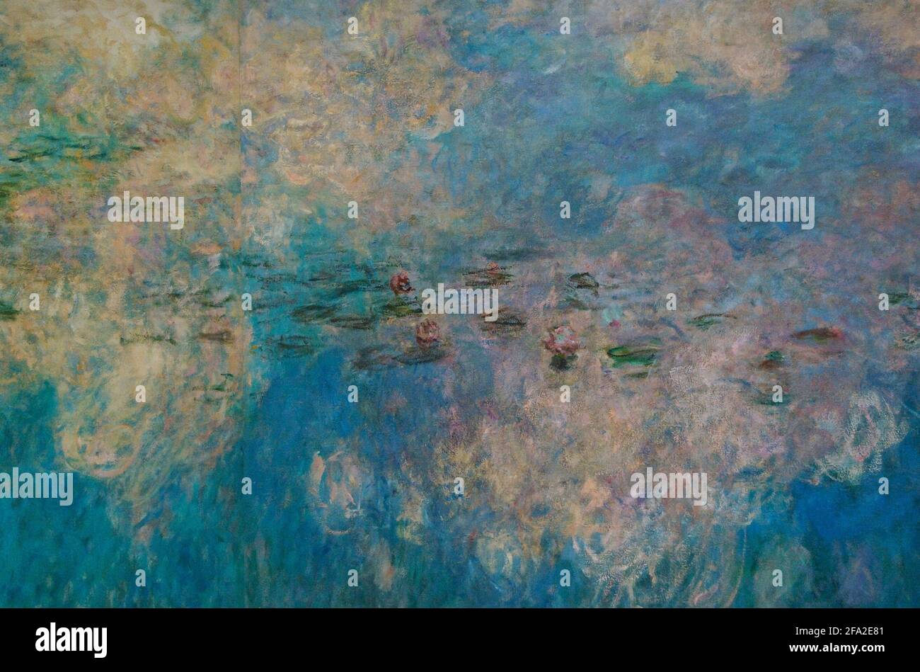 Claude Monet (1840-1926). French impressionist painter. Water Lilies: The Clouds, ca. 1915-1926. Oil on canvas (200 x 1275 cm). Detail. Orangerie Museum. Paris. France. Stock Photo