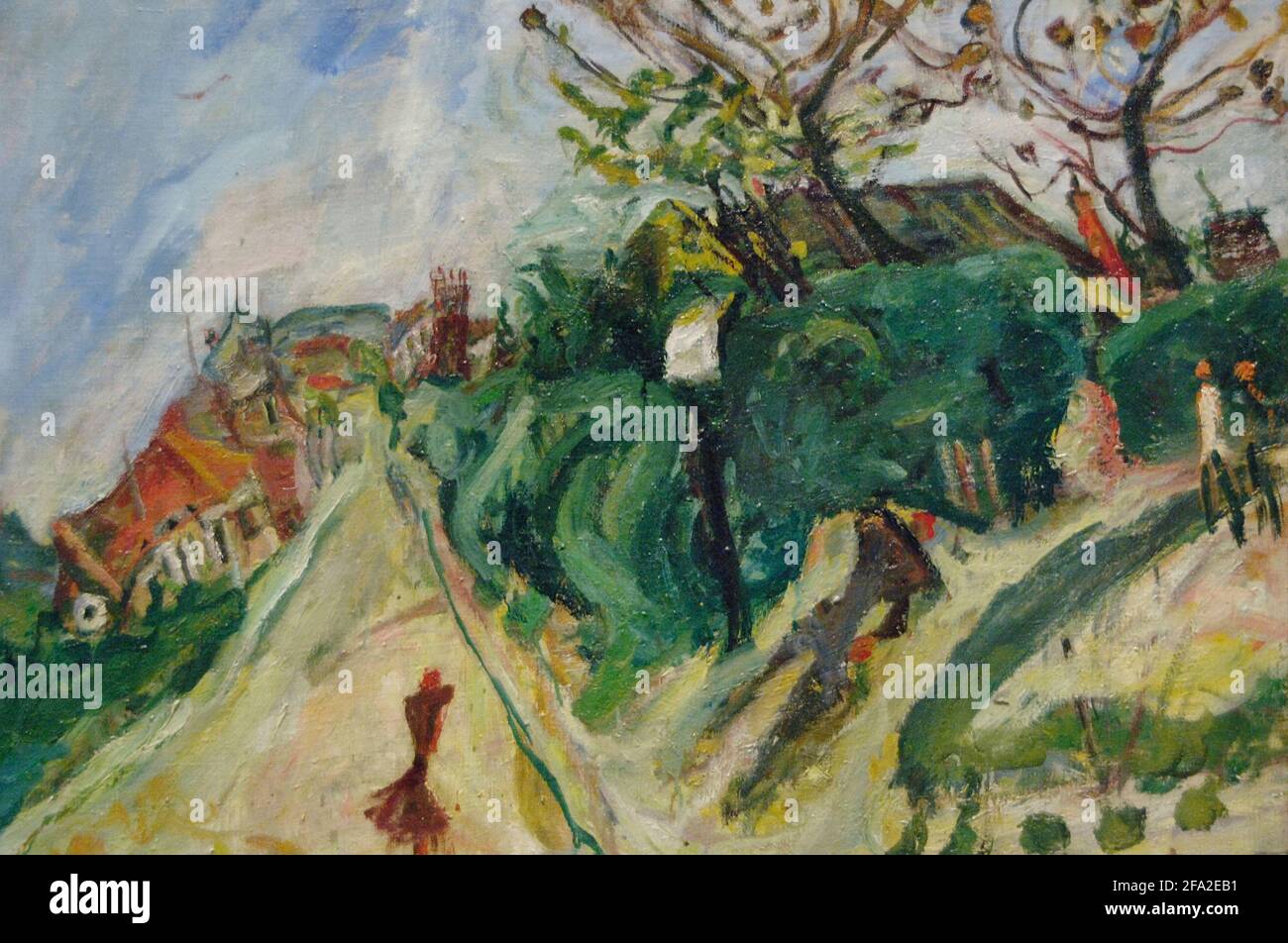 Chaim Soutine (1893-1943). French painter of Belarussian origin. Landscape with Figures, ca. 1918-1919. Oil on canvas (60 x 80 cm). Orangerie Museum. Paris. France. Stock Photo