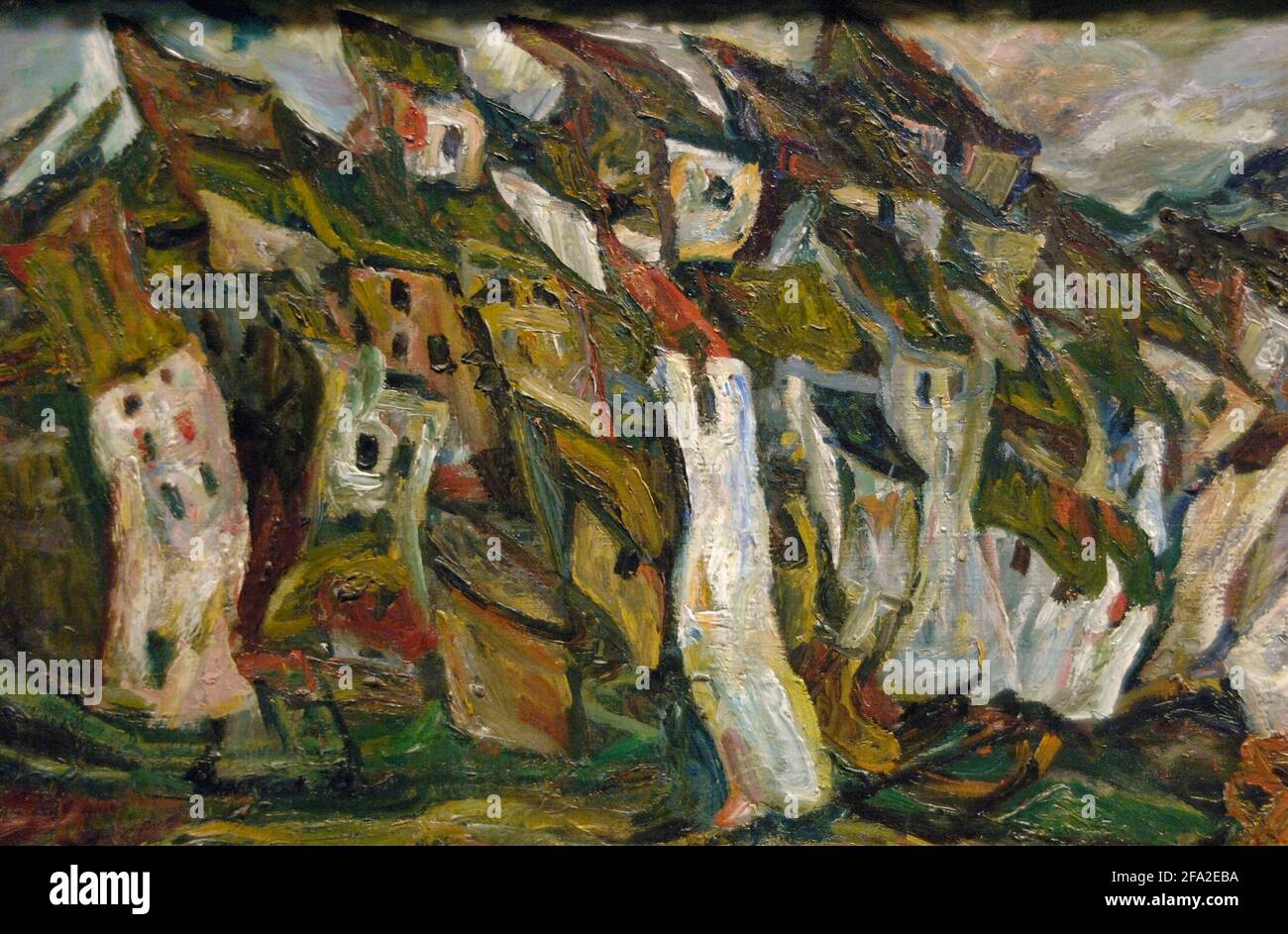 Chaim Soutine (1893-1943). French painter of Belarussian origin. Houses, ca. 1920-1921. Oil on canvas (58 x 92 cm). Orangerie Museum. Paris. France. Stock Photo