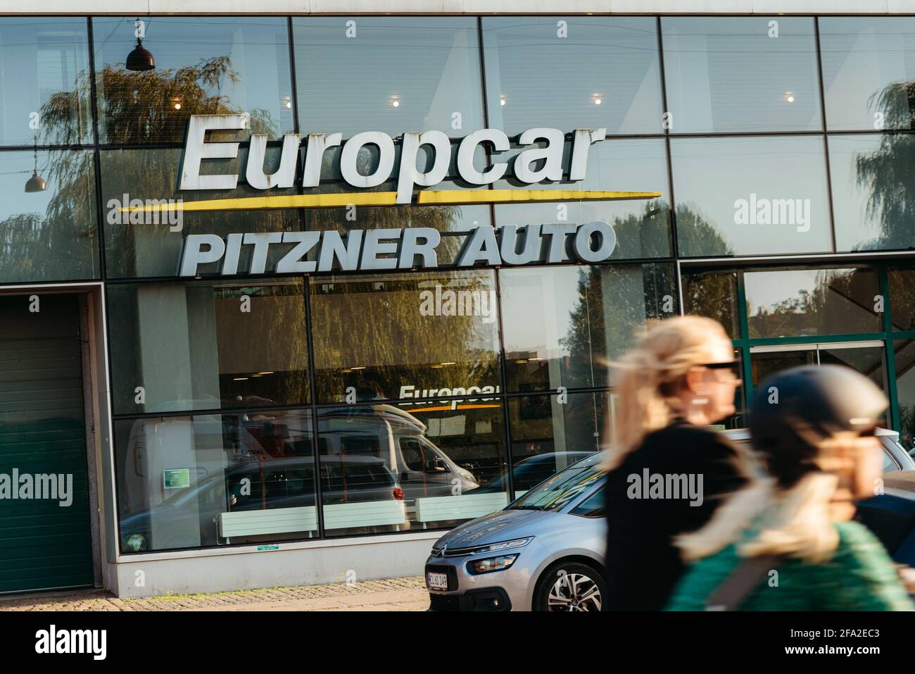 Copenhagen, Denmark - September 14, 2020. Europcar Pitzner Auto company located at street in Copenhagen Stock Photo