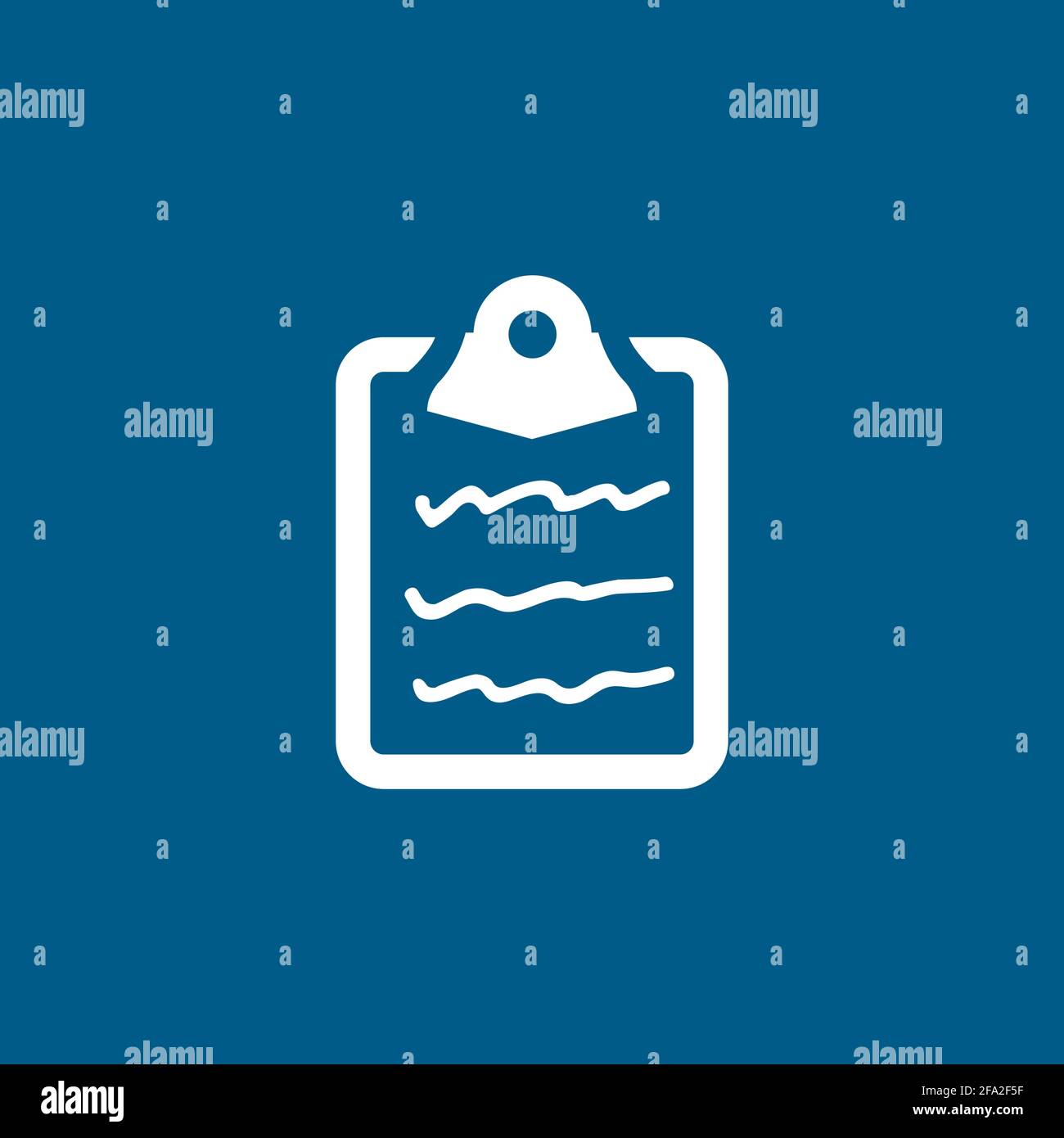 Document Icon On Blue Background. Blue Flat Style Vector Illustration. Stock Vector