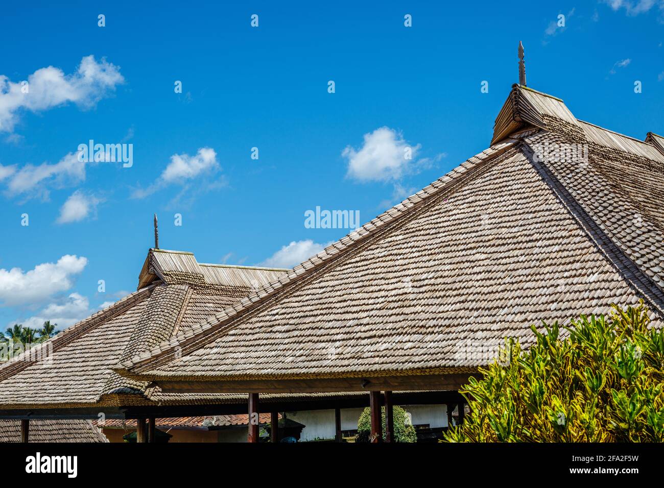 Bamboo tiles on the roofs of Penglipuran, traditional village of Bali Mula (Bali Aga) minority