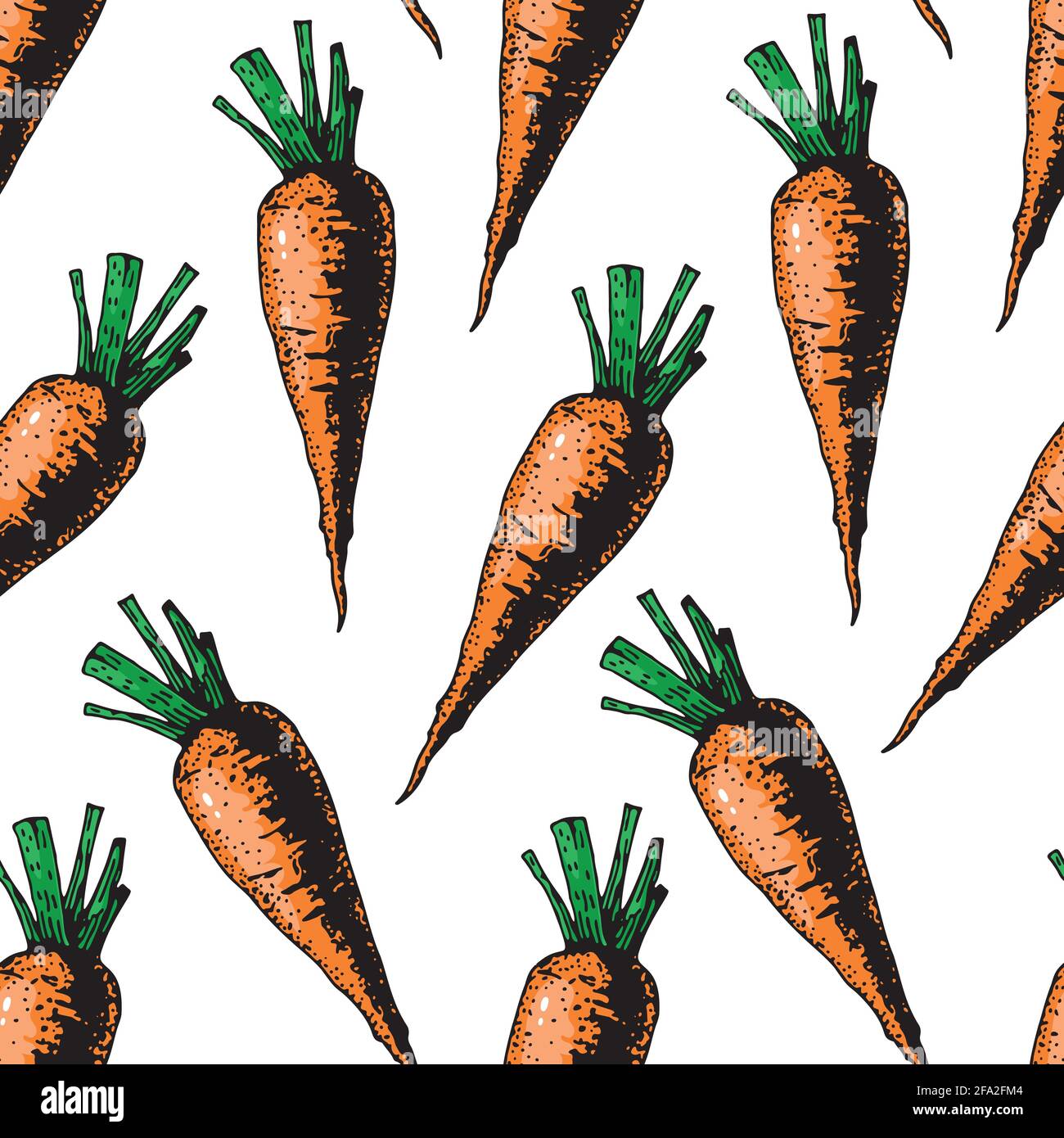 Seamless pattern with carrots on white background. Vector illustration. Stock Vector