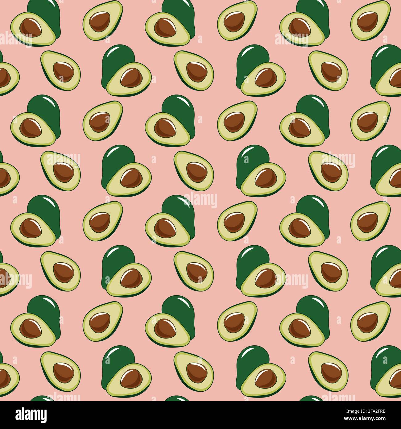 Vector seamless pattern with avocado fruit on a pink background Stock ...