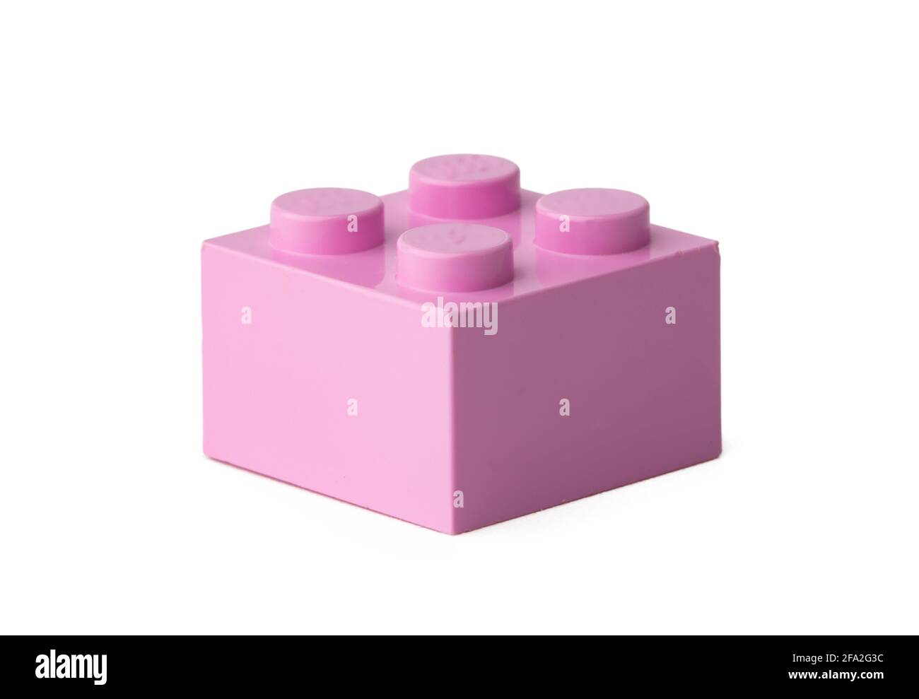 Colored plastic toy building block isolated on white Stock Photo - Alamy
