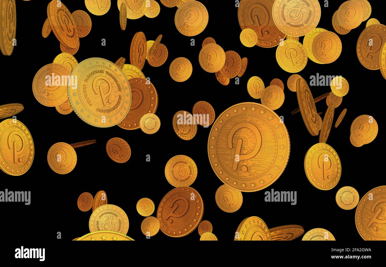 Polkadot cryptocurrency symbol gold coin on green screen background. Abstract concept 3d illustration. Stock Photo