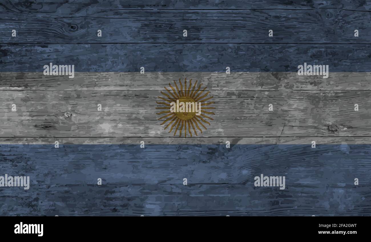 Argentina flag with waving grunge texture. Vector background. Stock Vector