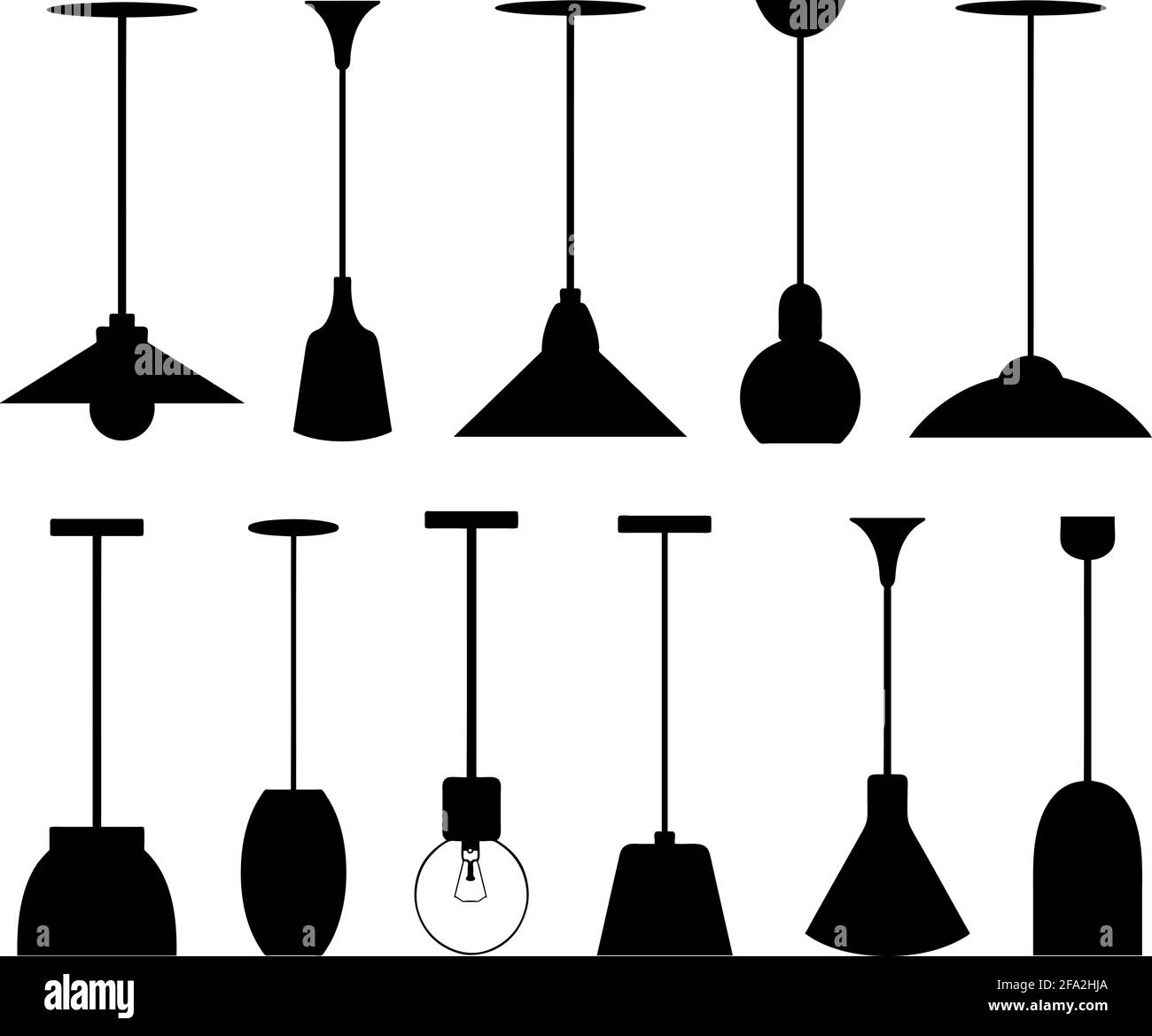 Illustration of different pendant lamps isolated on white Stock Vector