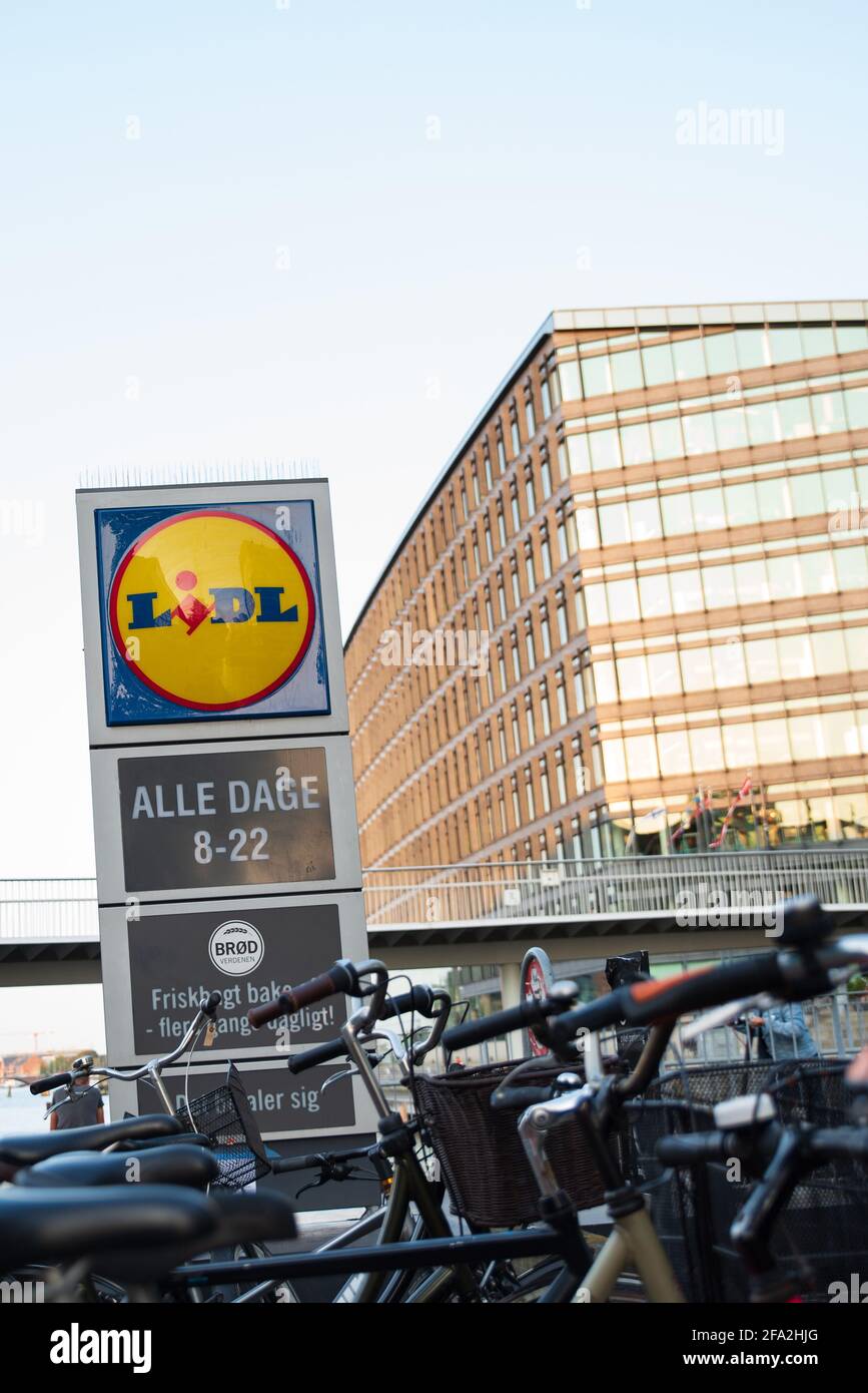 Copenhagen, Denmark September 14, 2020. Lidl shop sign located next