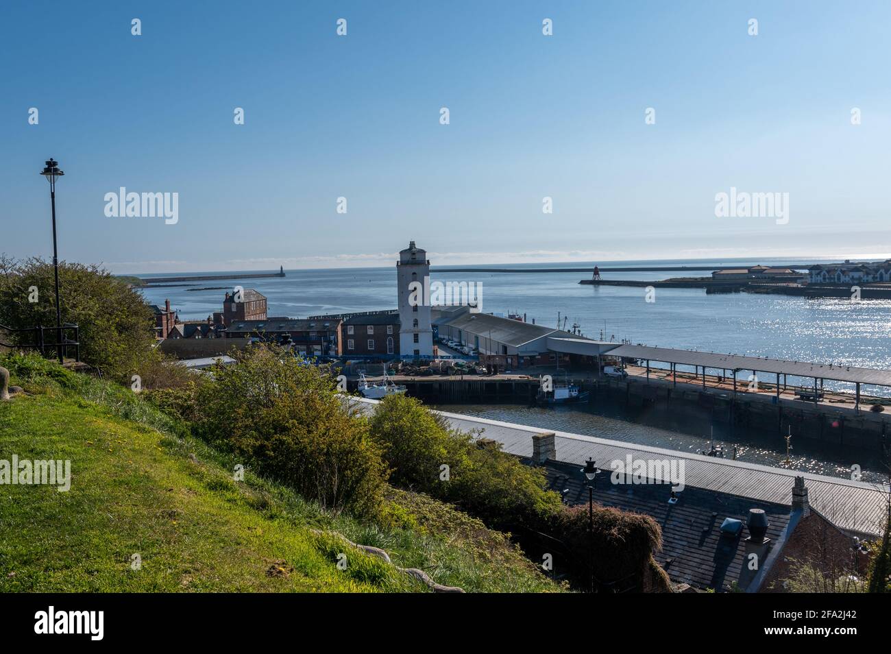 Fish Quay and low light lighthouse, North Shields, Tyne and wear, UK Stock Photo