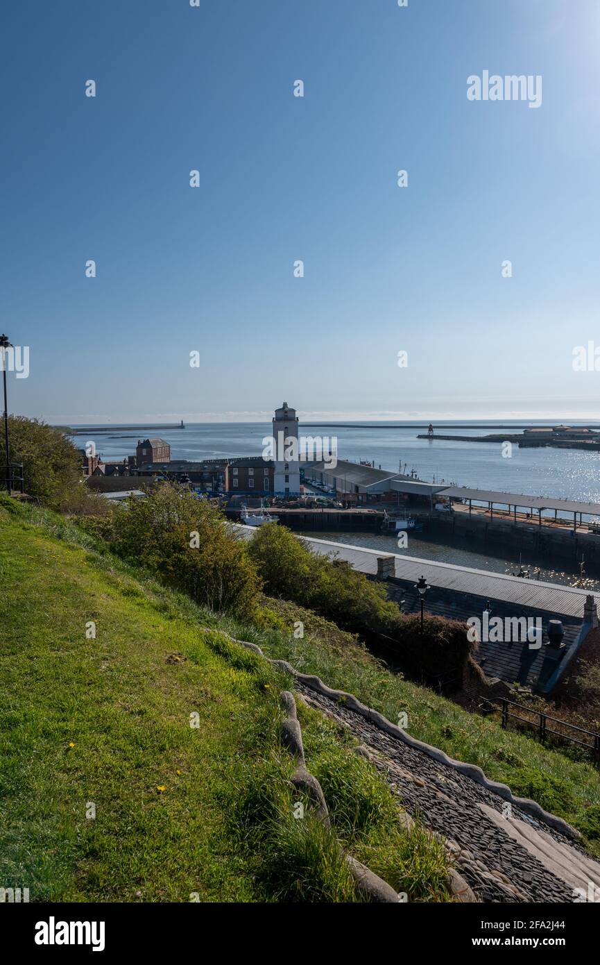 Fish Quay and low light lighthouse, North Shields, Tyne and wear, UK Stock Photo