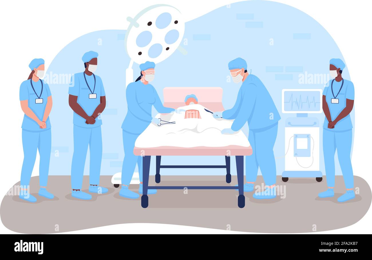Surgical procedure 2D vector web banner, poster Stock Vector