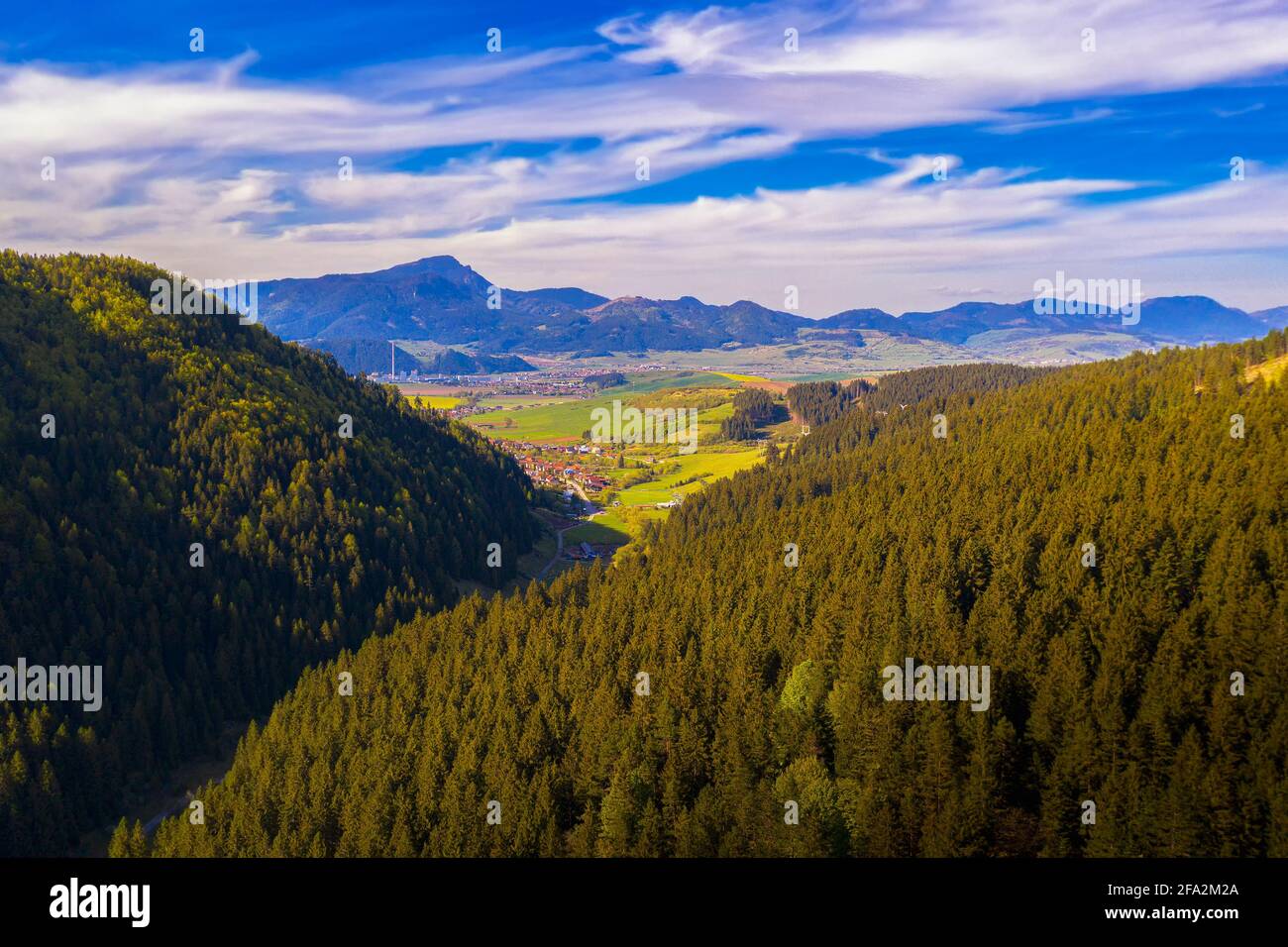 Aerial view of a valley in the Greater Fatra mountains in Slovakia Stock Photo