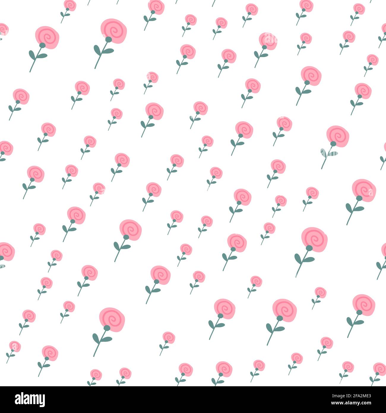Vector floral pattern in doodle style with flowers and leaves. Gentle ...