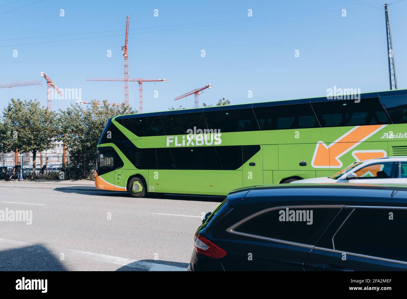 Copenhagen, Denmark - September 14, 2020. Flixbus vehicle waits for ...