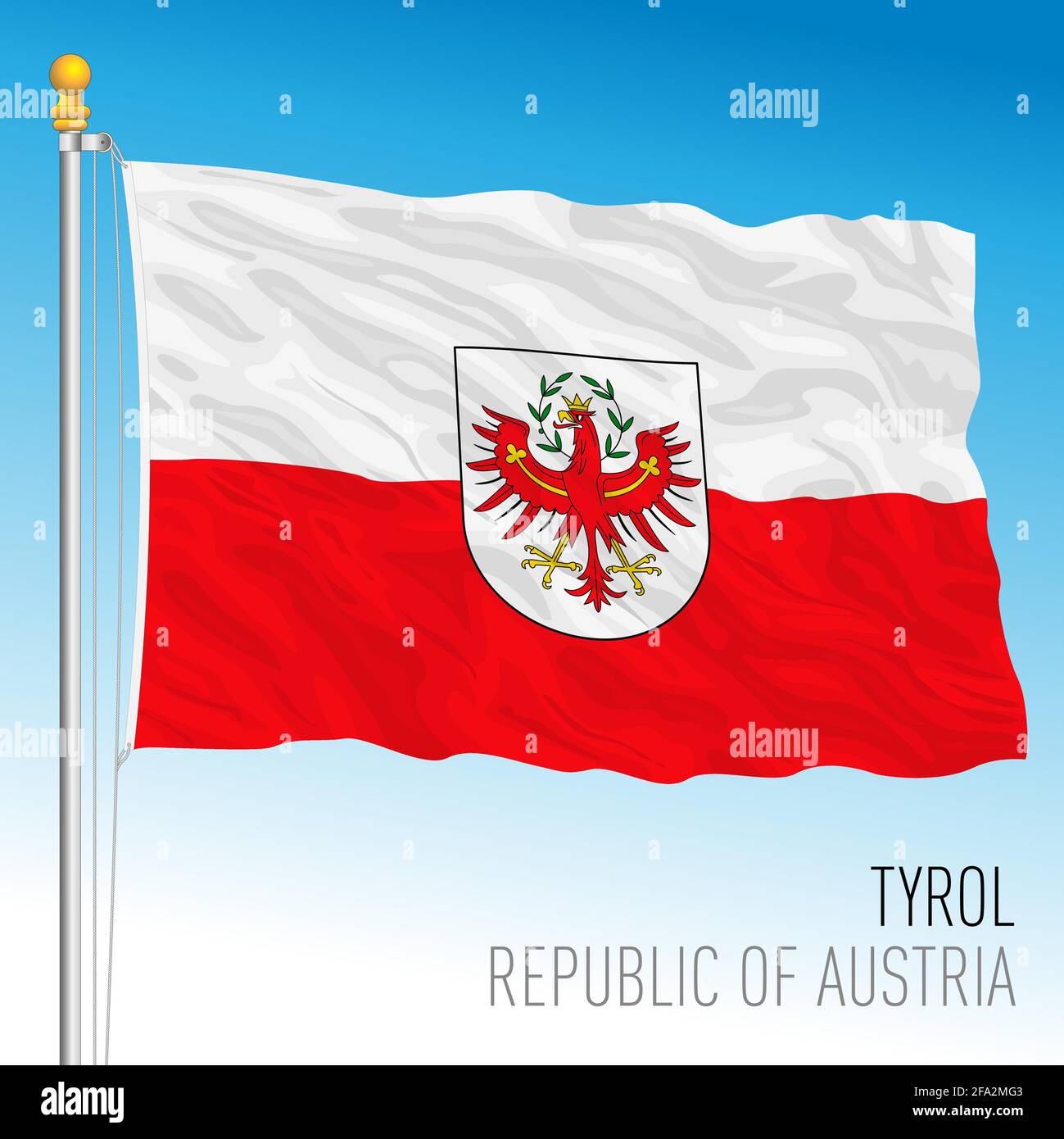 Tyrol official regional flag, land of Republic of Austria, vector illustration Stock Vector