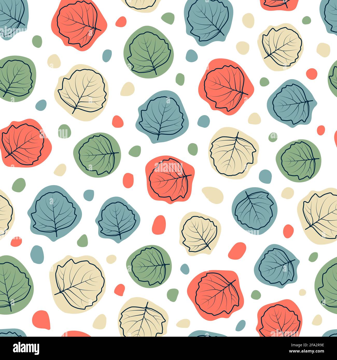 Fashionable ditsy vector floral seamless pattern design of exotic leaves outlines. Artistic repeating texture foliage background design for textile Stock Vector