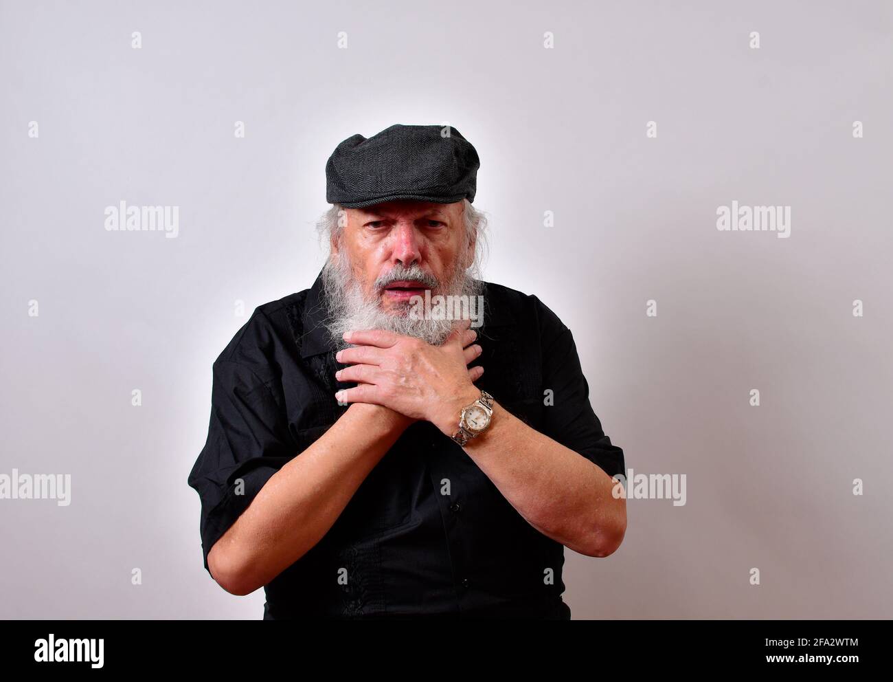 Senior man gasping for air and fighting for breath Stock Photo Alamy