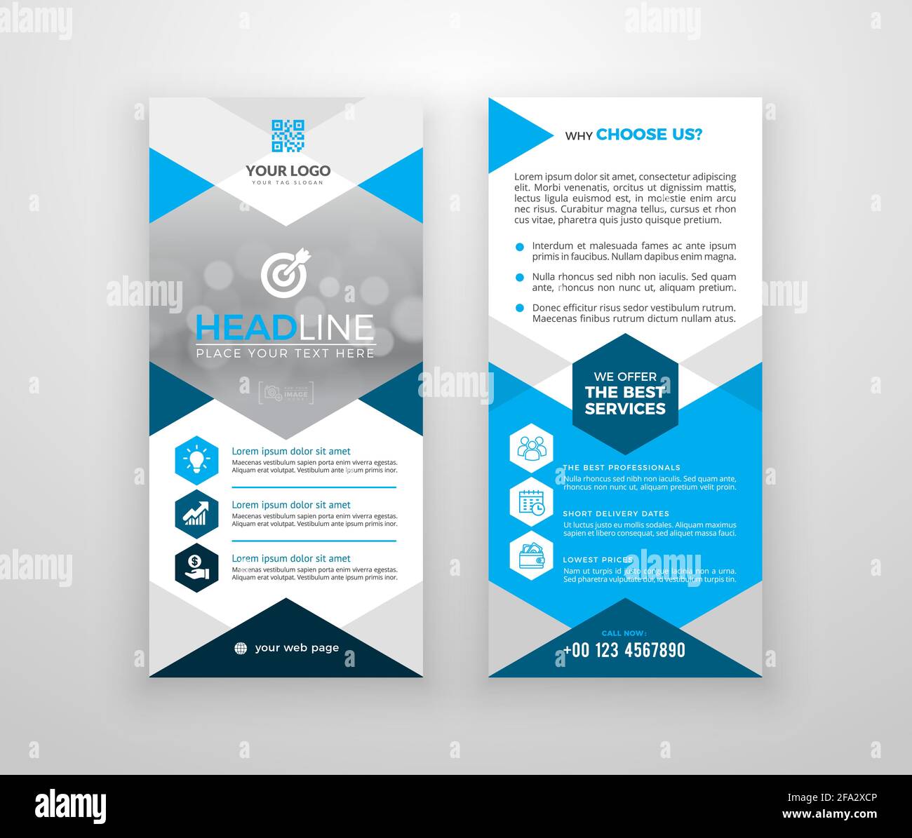 Doublesided DL flyer design. Brochure or flyer template. Layout with