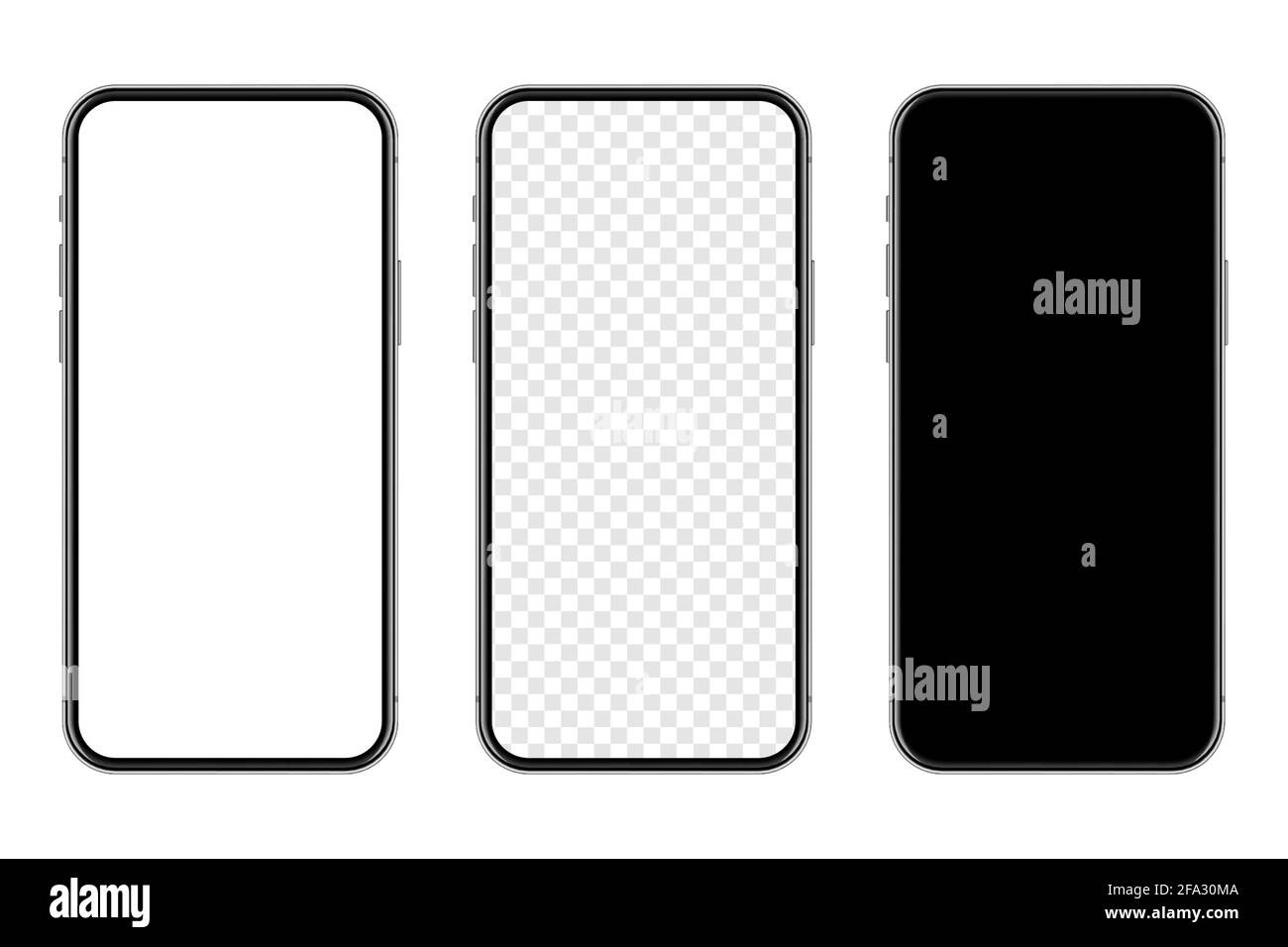 Realistic smartphone with blank touch screen isolated on white ...